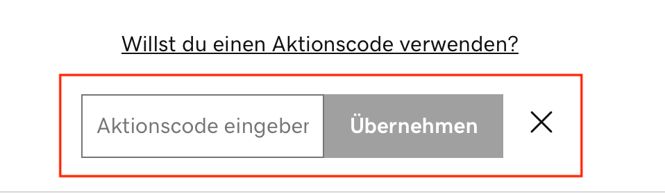 Go Daddy Warenkorb mit Eingabefeld für den Coupon