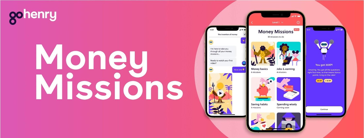 Image of the GoHenry banking app on a phone screen