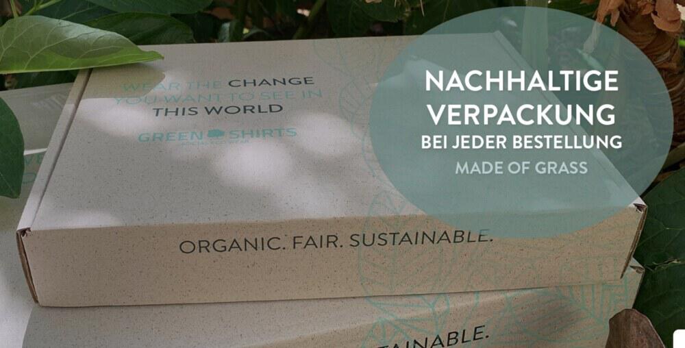 nachhaltige GREEN SHIRTS Verpackung aus Gras