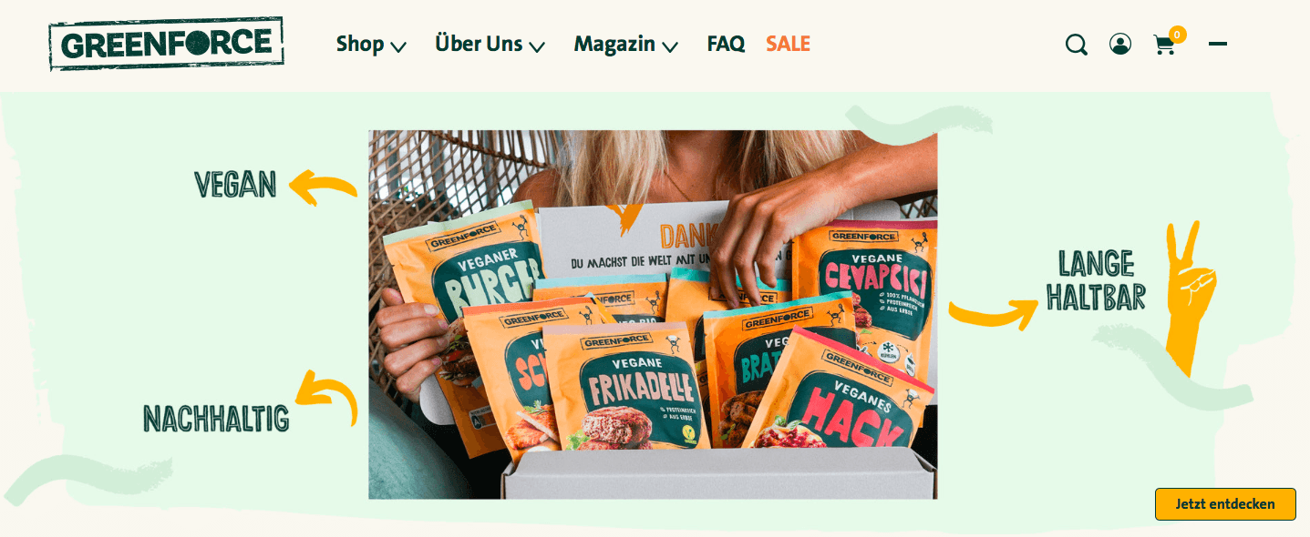 Online-Shop von Greenforce mit veganen Produkten