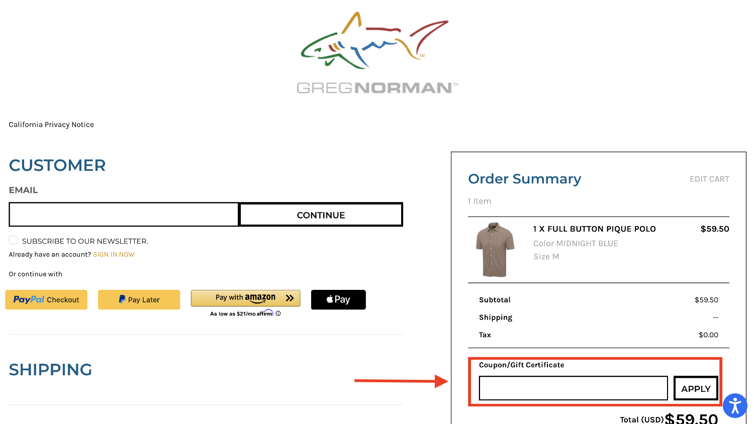 Greg Norman promo code