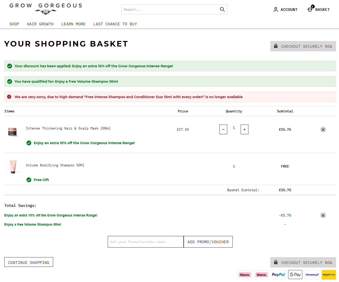 Application box at the online checkout for your Grow Gorgeous discount code box