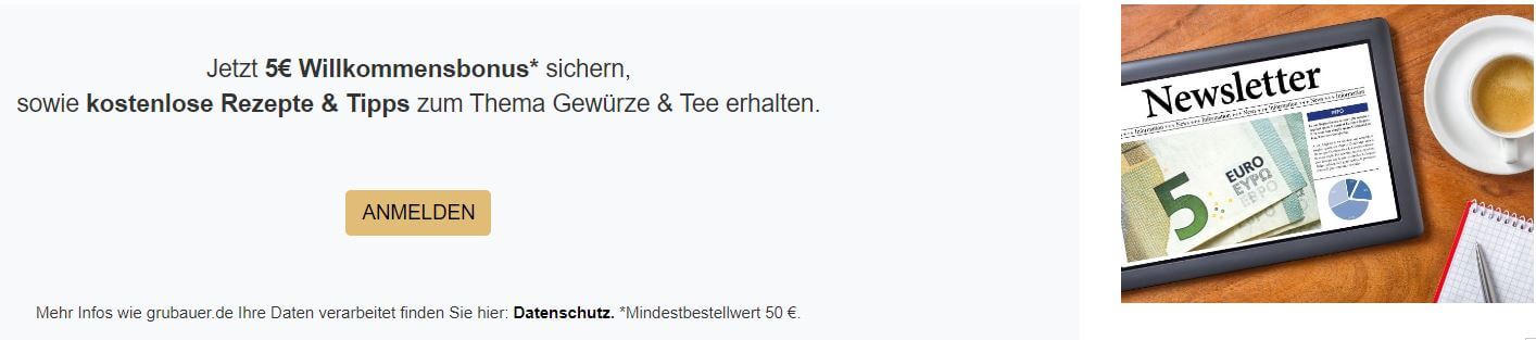 5 € Newsletter-Gutschein bei Grubauers Gewürze