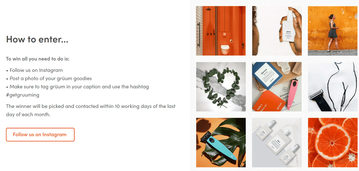 gruum enter Instagram competitions