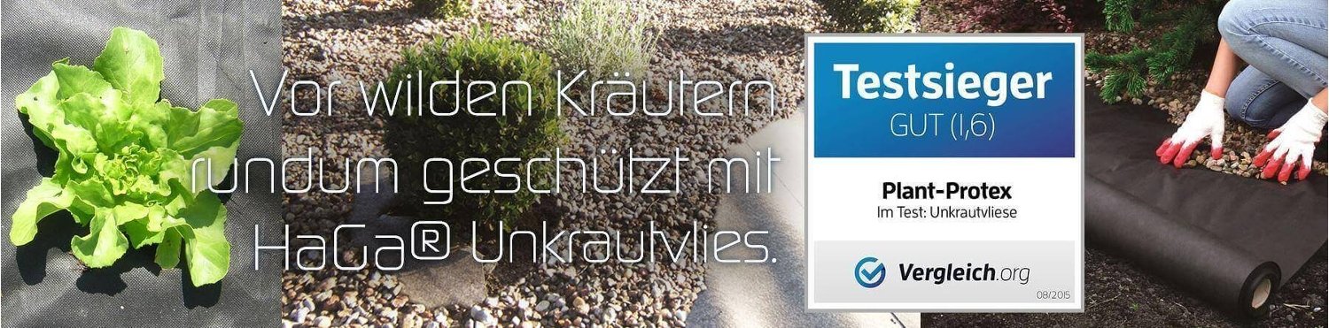 Banner für das HaGa-Welt Unkrautvlies mit Auszeichnung als Testsieger