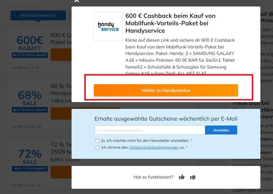 Handyservice Gutschein einlösen