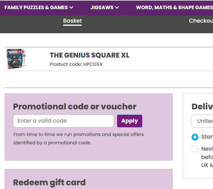 Happy Puzzle Company discount code in shopping basket