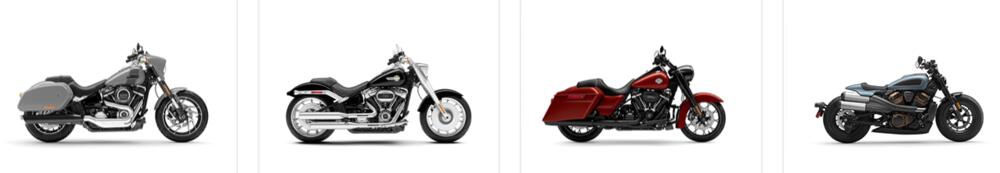 Verschiedene Harley-Davidson Modelle im Online-Shop