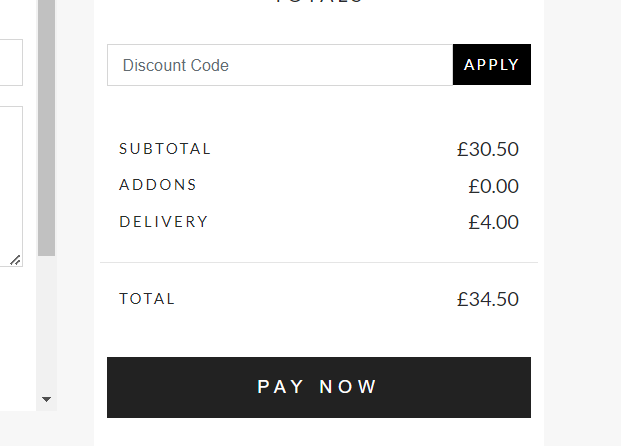 Haute Florist discount code area in shopping basket