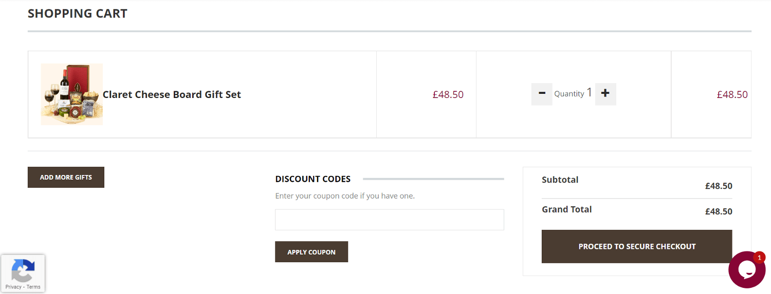 Hay Hampers discount code box - checkout