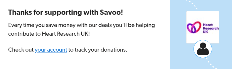 Signing up to support Heart Research UK with Savoo