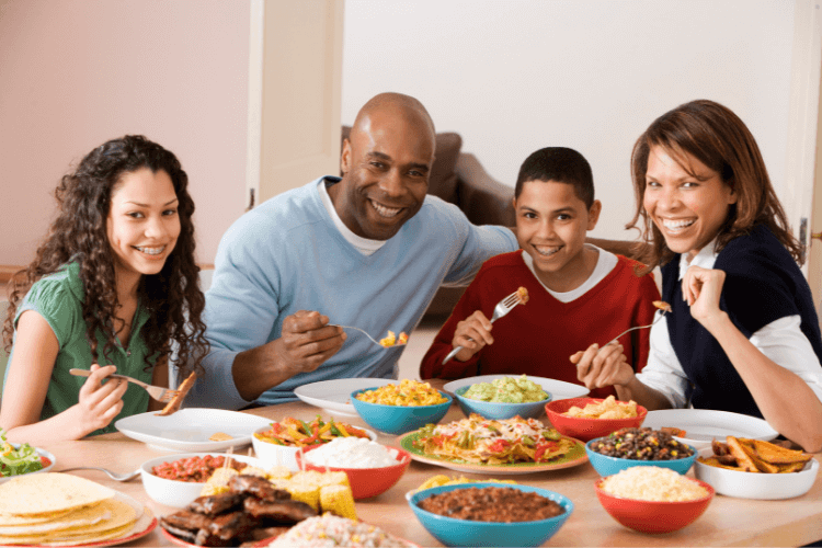 Family eating a healthy meal