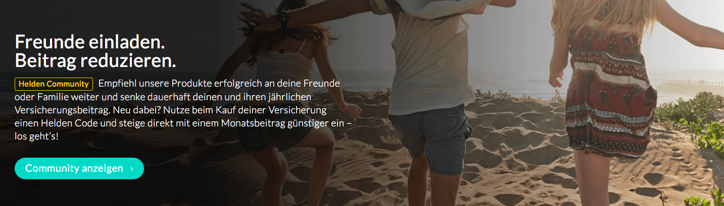 Empfehle Helden deinen Freunden und spare beim Abschließen von Versicherungen
