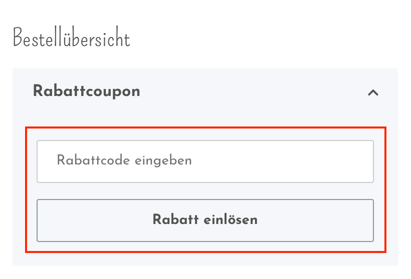 Eingabefeld für den hellomini-Gutscheincode im Warenkorb