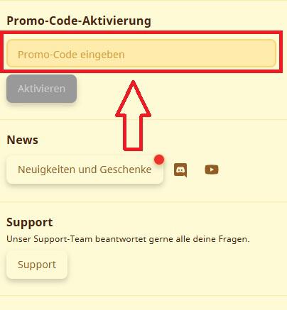 Screenshot-Ansicht um einen Hero Wars Promo Code einzulösen