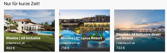 Übersicht günstiger HLX Reiseangebote nach Rhodos