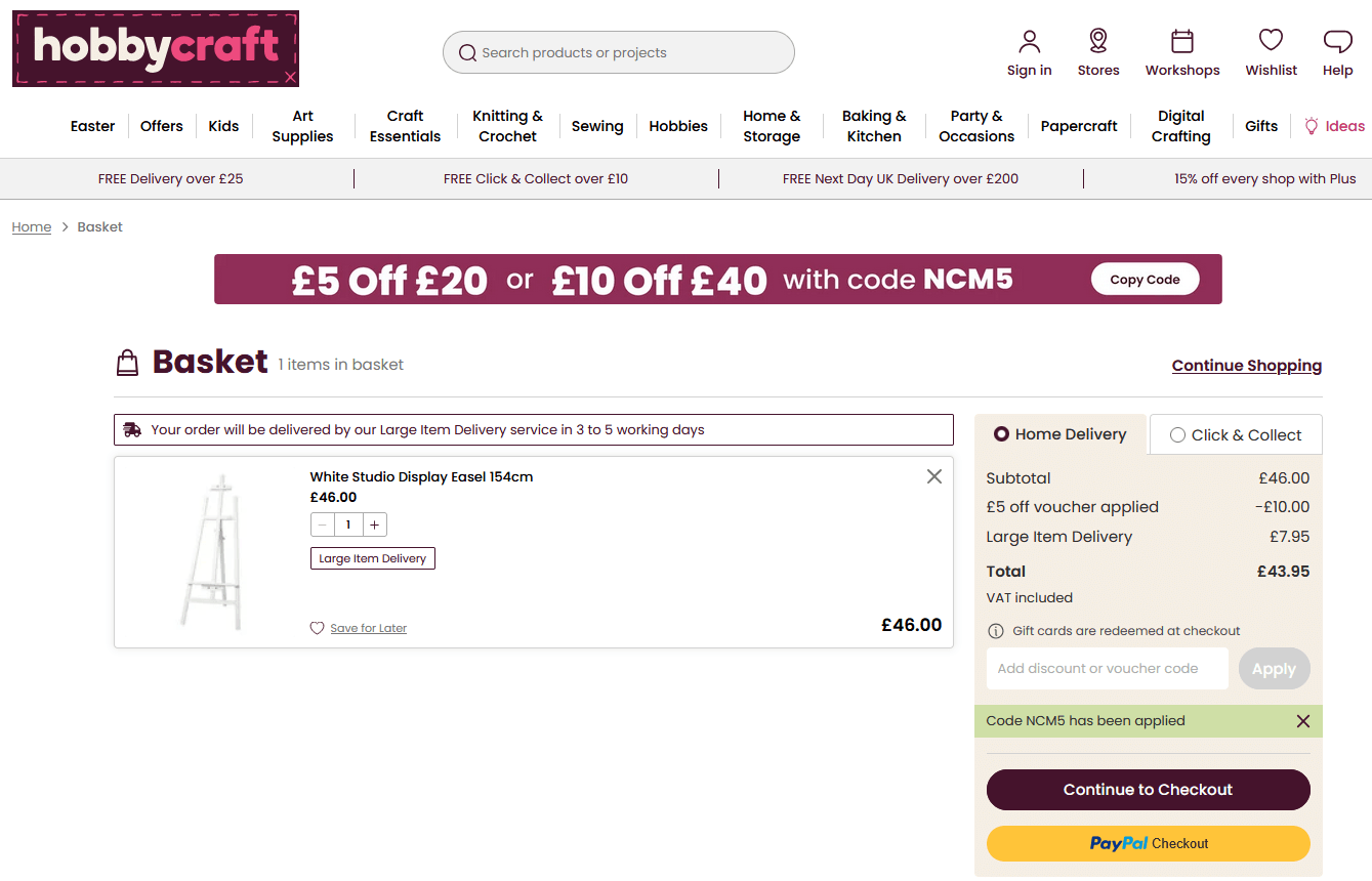 Hobbycraft discount code box
