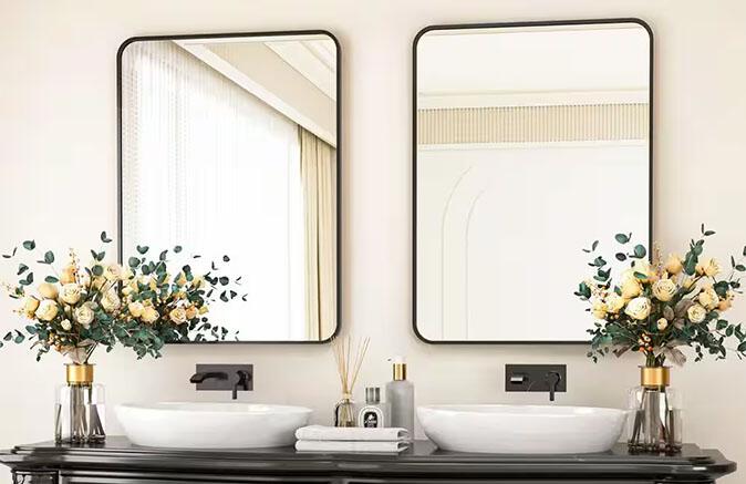 Mirror with gold frame