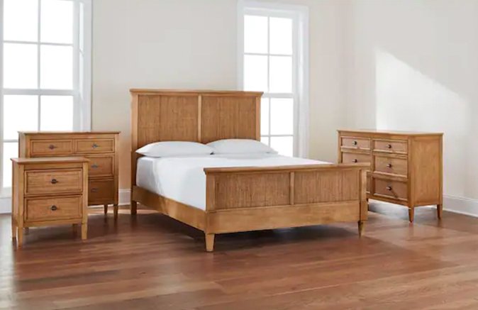 Home Decorators Collection - Marsden Wooden Cane King Bed