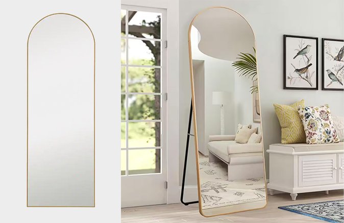 PexFix - Modern Arched Framed Gold Full-Length Mirror