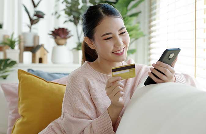 woman looking at phone