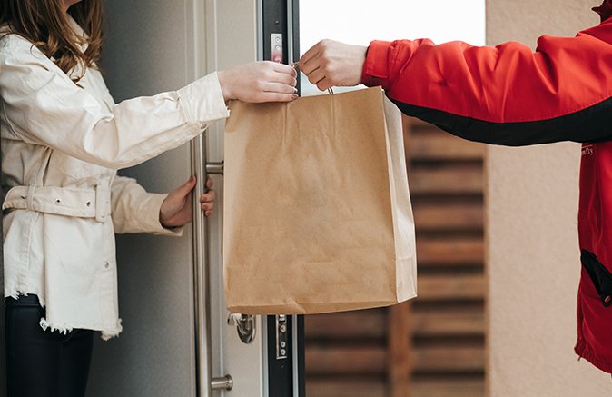 Receiving a food delivery