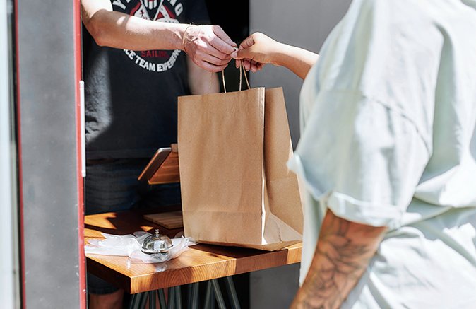 Receiving a food delivery