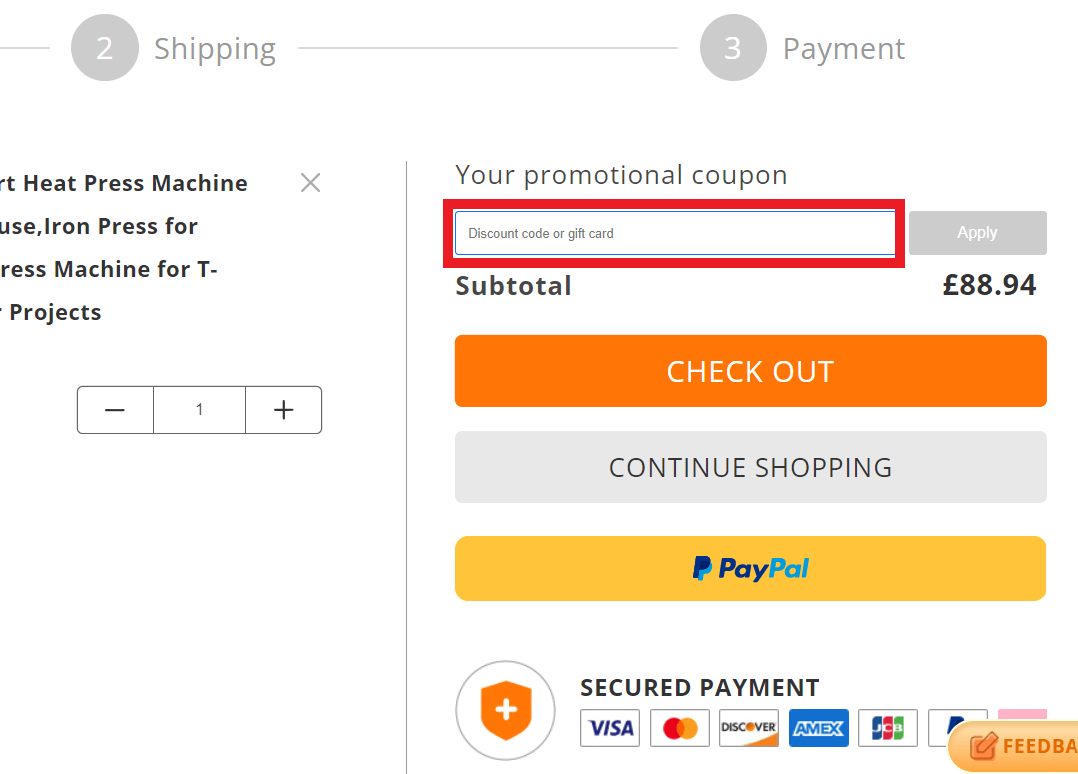 HTVRONT discount code redemption box image