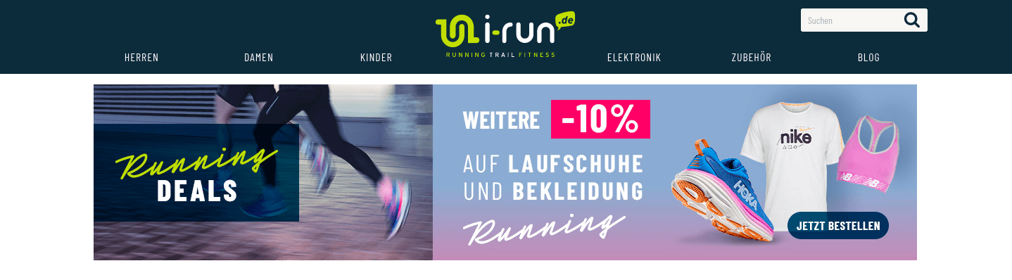 Finde hochwertige Sportbekleidung und -accessoires für Damen und Herren bei i-Run im Online-Shop