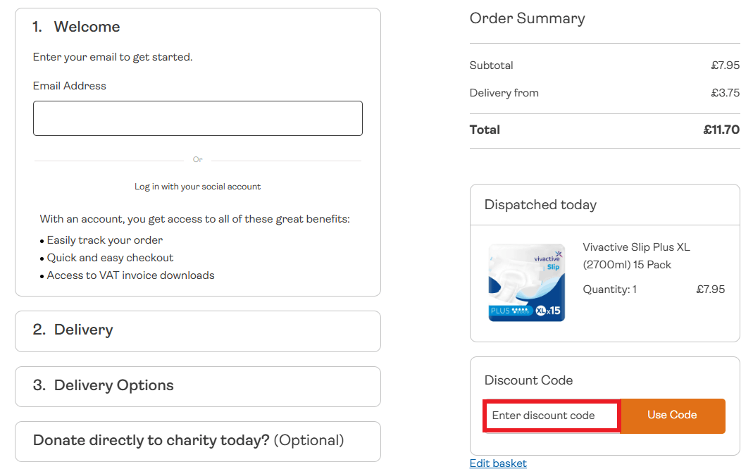 Incontinence Choice discount code redemption box image