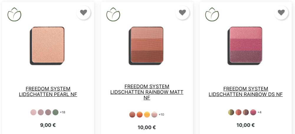 Verschiedene Inglot Freedom System Lidschatten Refills im Online-Shop