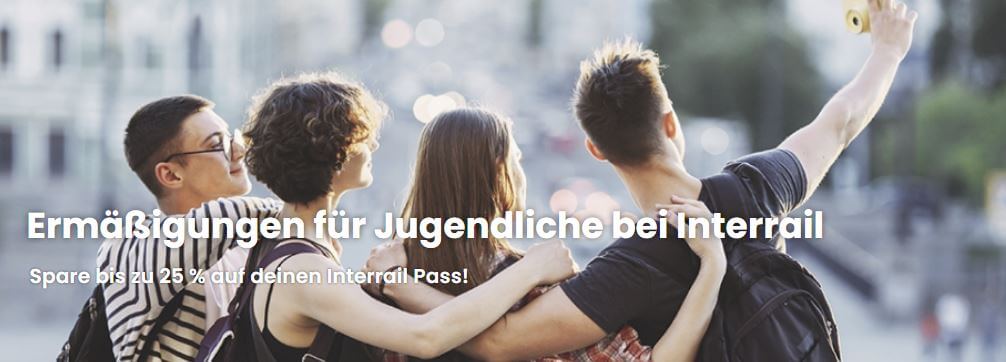 Banner für Ermäßigung für Jugendliche mit bis zu 25 % Rabatt bei Interrail