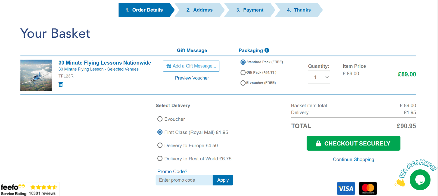 Into the Blue discount codes box - basket page