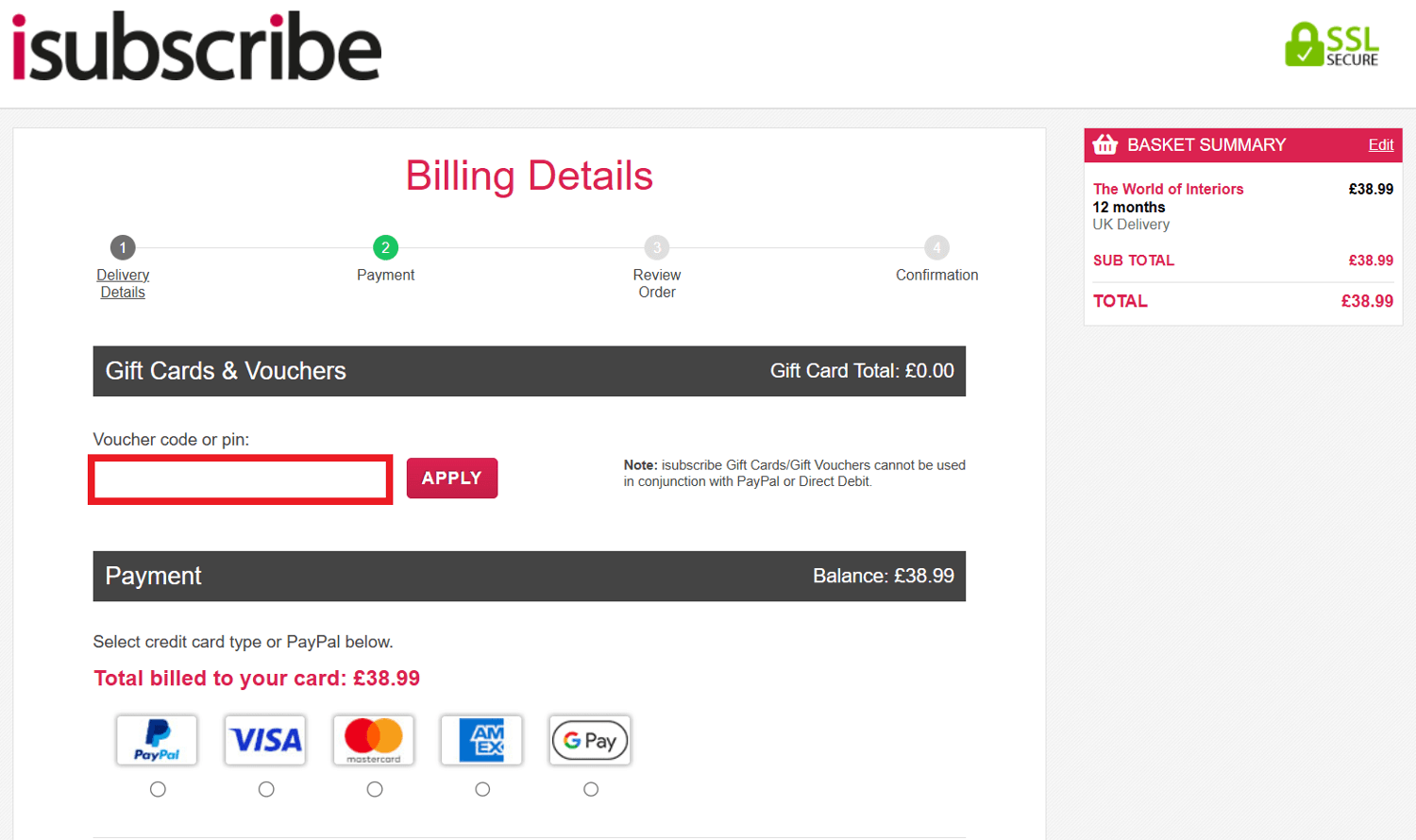 isubscribe discount code box during checkout