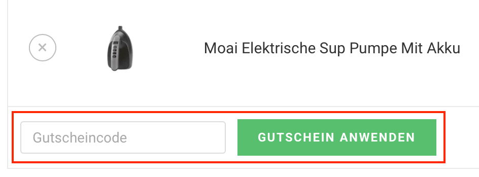 iSUPCENTER Gutschein Eingabefeld im Warenkorb