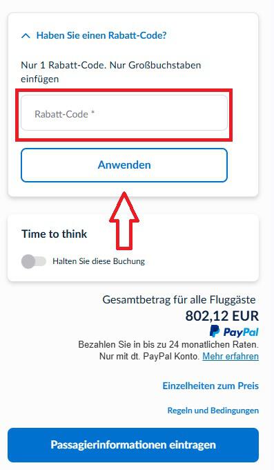 Screenshot von der Bestellübersicht, um einen ITA Airways Gutschein einzulösen