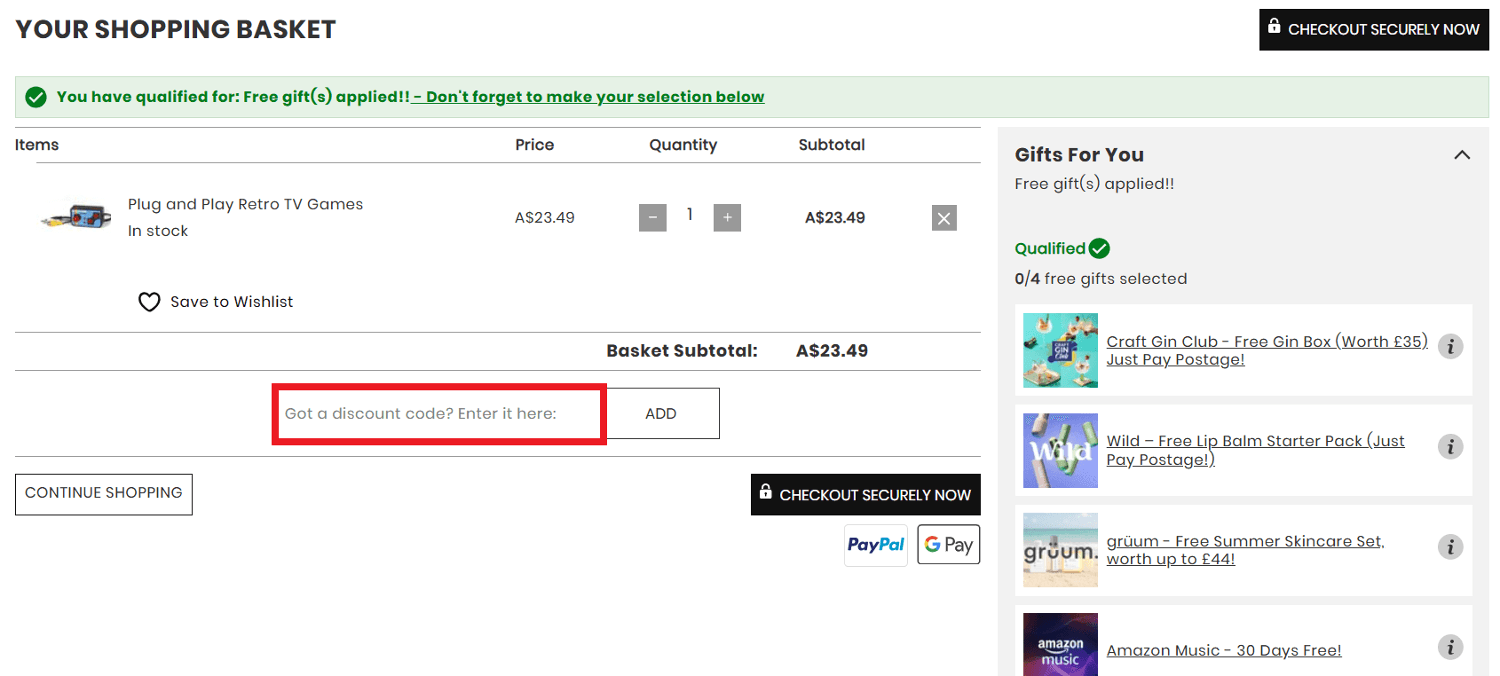 Iwantoneofthose discount code box during checkout