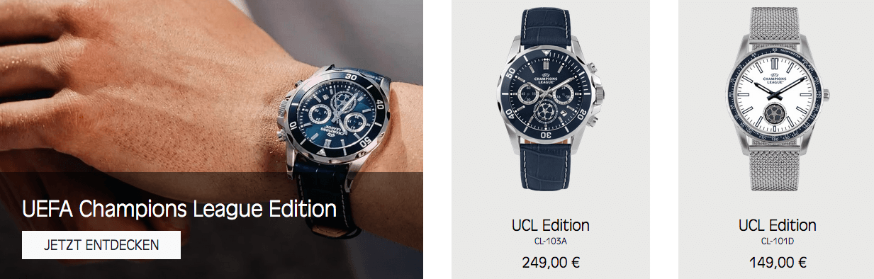 Die limitierte UEFA Champions League Kollektion von Jacques Lemans im Online-Shop