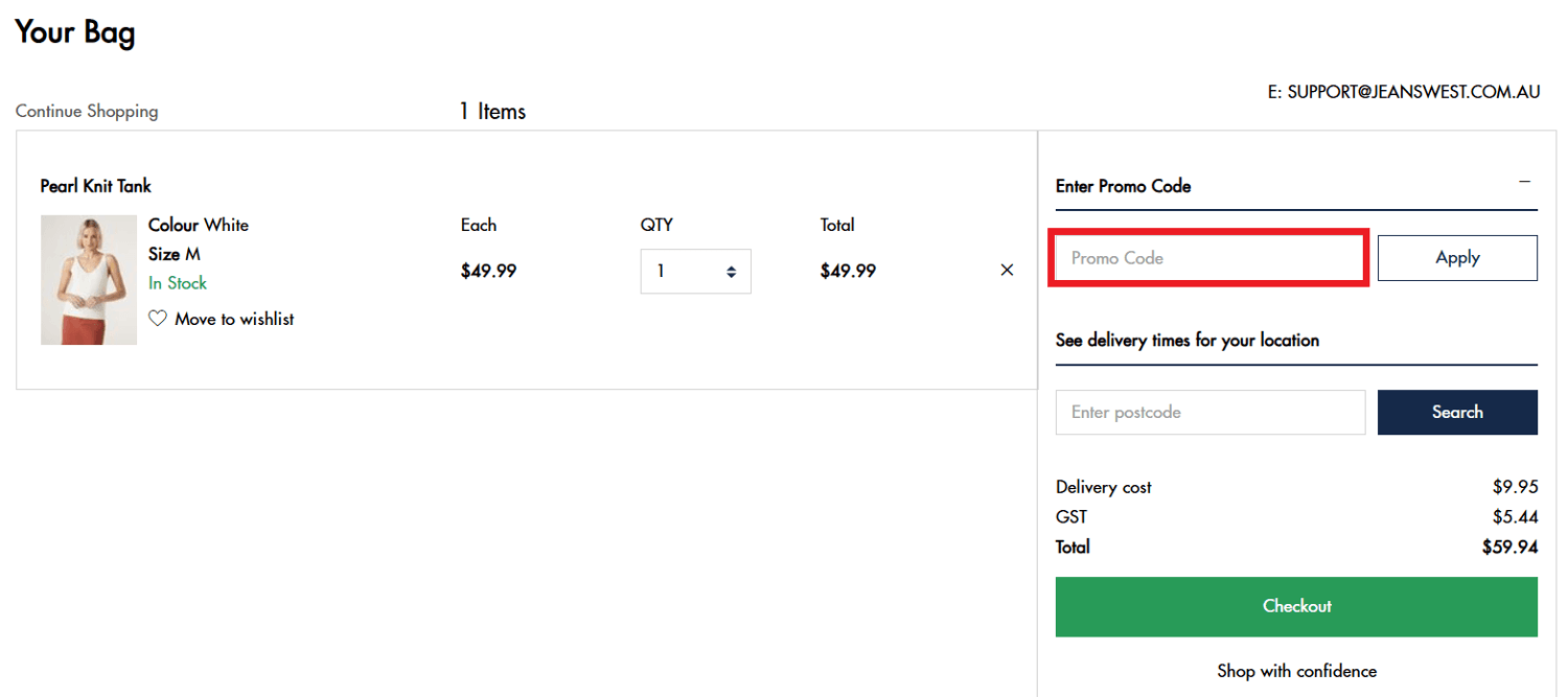 Jeanswest coupon code redemption box