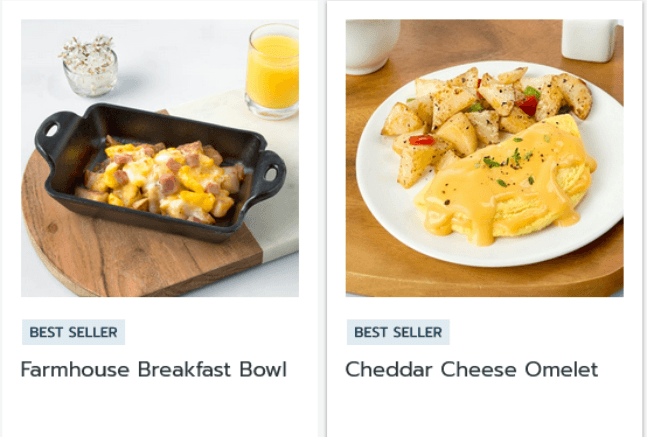 Jenny Craig breakfast meal selections