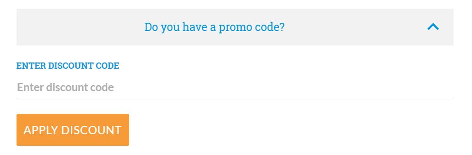 JML Direct discount code box - checkout page