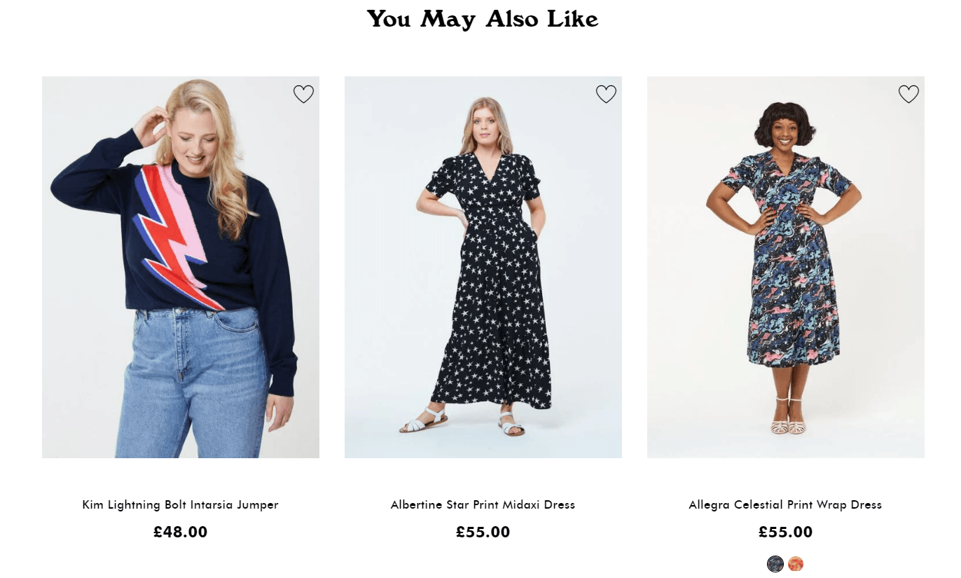Joanie Clothing - you may also like section, product recommendations