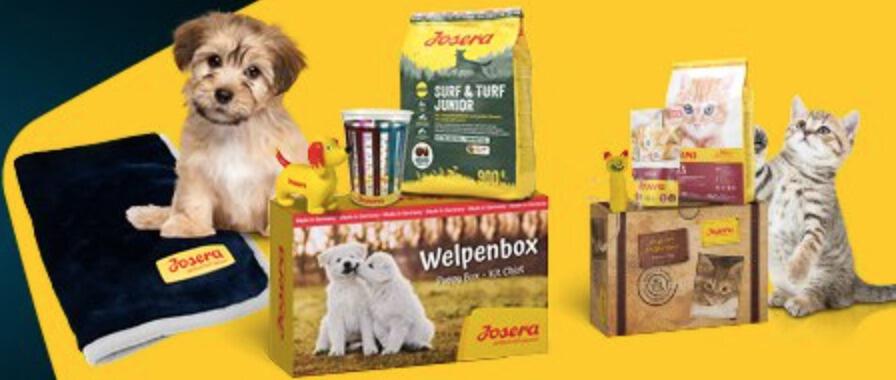 Die Josera Welpenbox mit Welpenfutter und Zubehör