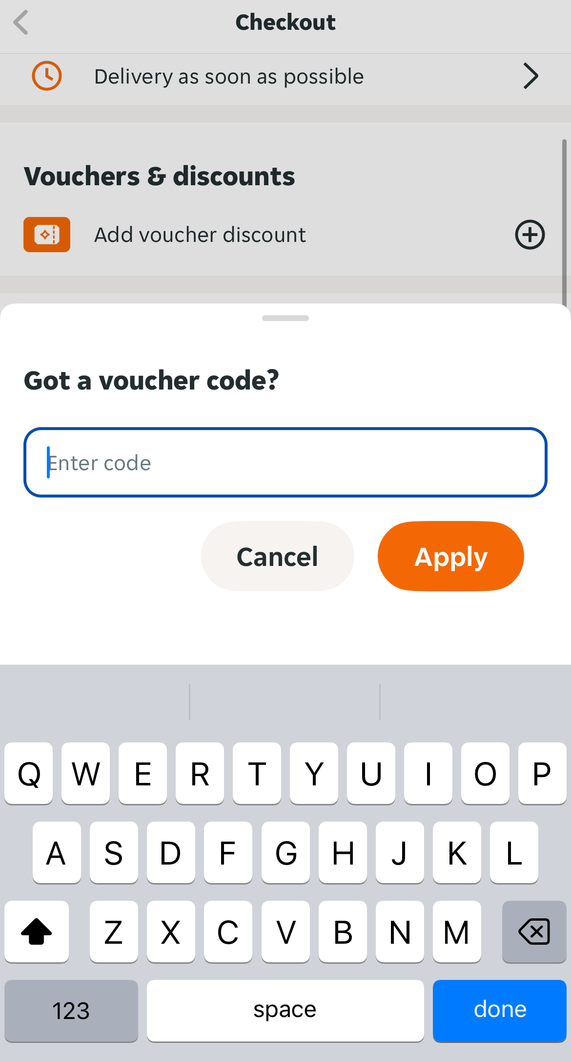 Just Eat discount code at the app checkout