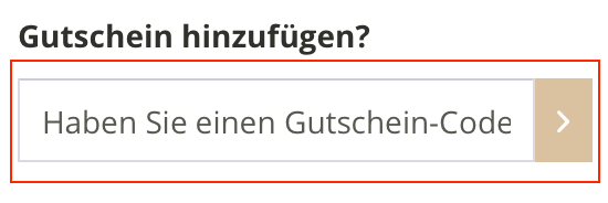 Warenkorb des Juwelier-Schmuck Online-Shops mit Eingabefeld für den Gutschein