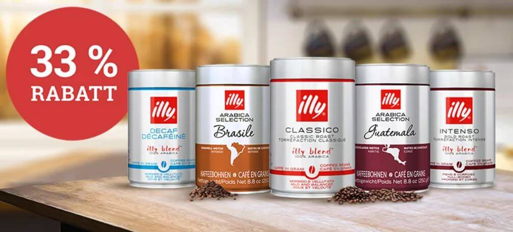 33 % Rabatt-Angebot für illy-Kaffee bei Kaffeevorteil