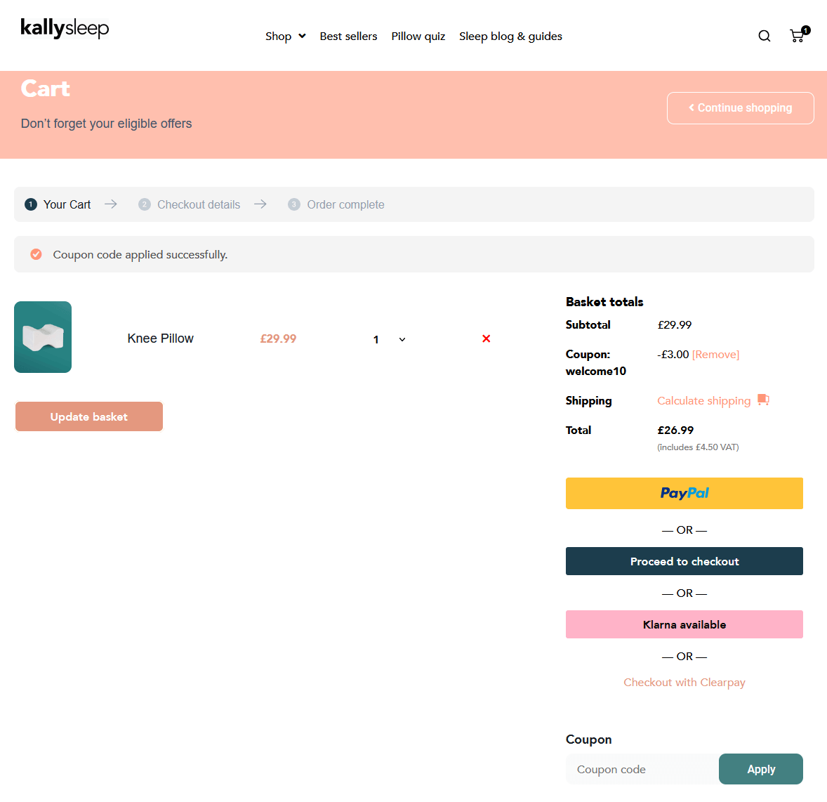 Kally Sleep discount code box