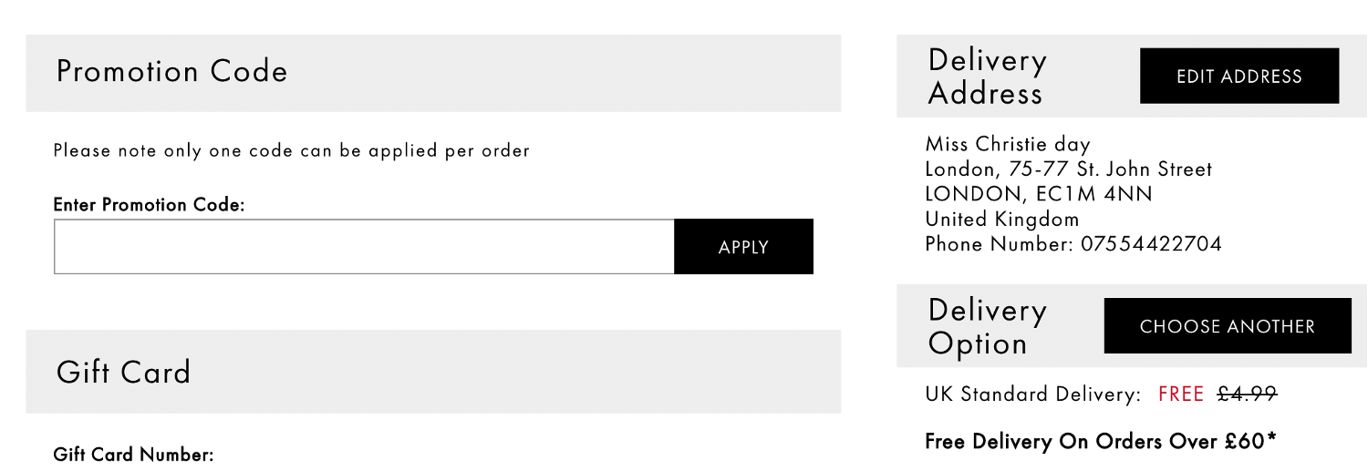 Karen Millen discount code box during checkout