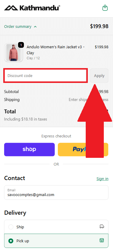 Kathmandu Discount Code Box