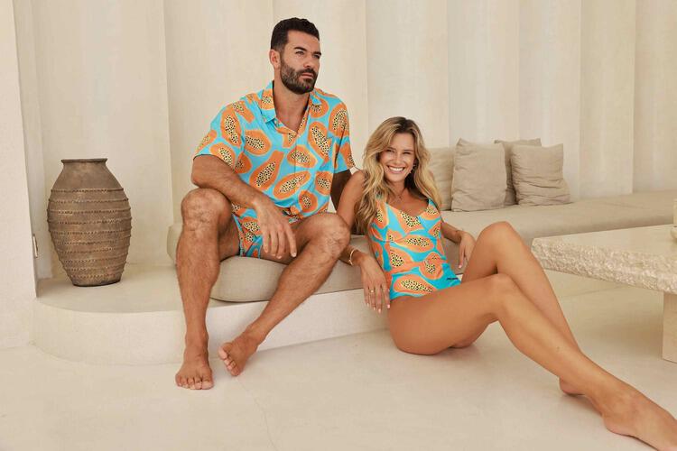 Kenny Flowers matching couple papaya print